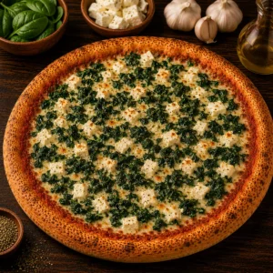 Pizza Popeye mit Spinat, Weißkäse